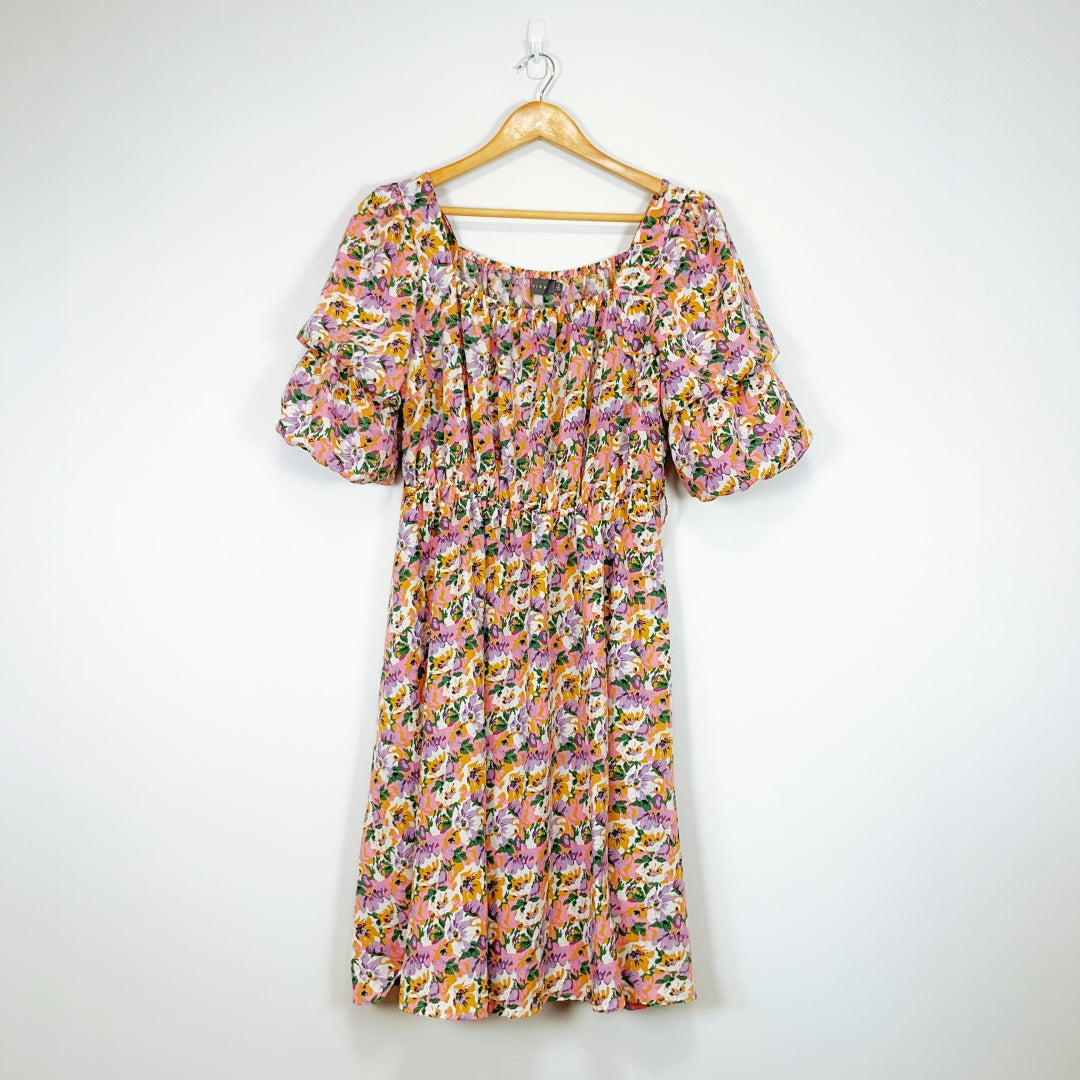 MIRROU - Square Neck Midi Floral Dress