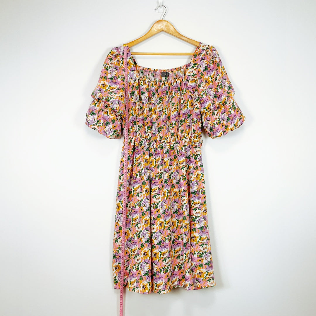 MIRROU - Square Neck Midi Floral Dress