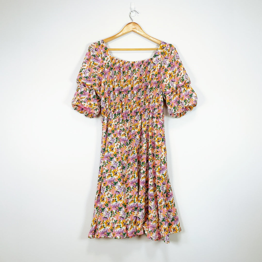 MIRROU - Square Neck Midi Floral Dress