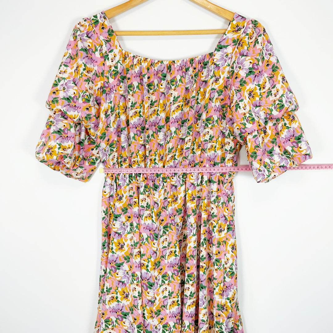 MIRROU - Square Neck Midi Floral Dress