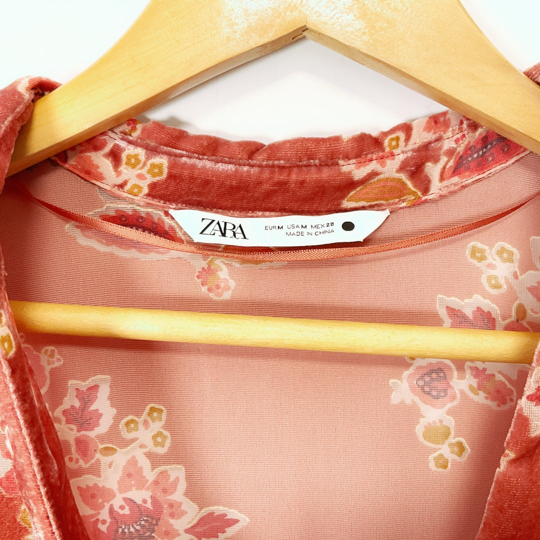 ZARA - Velvet Floral Blouse