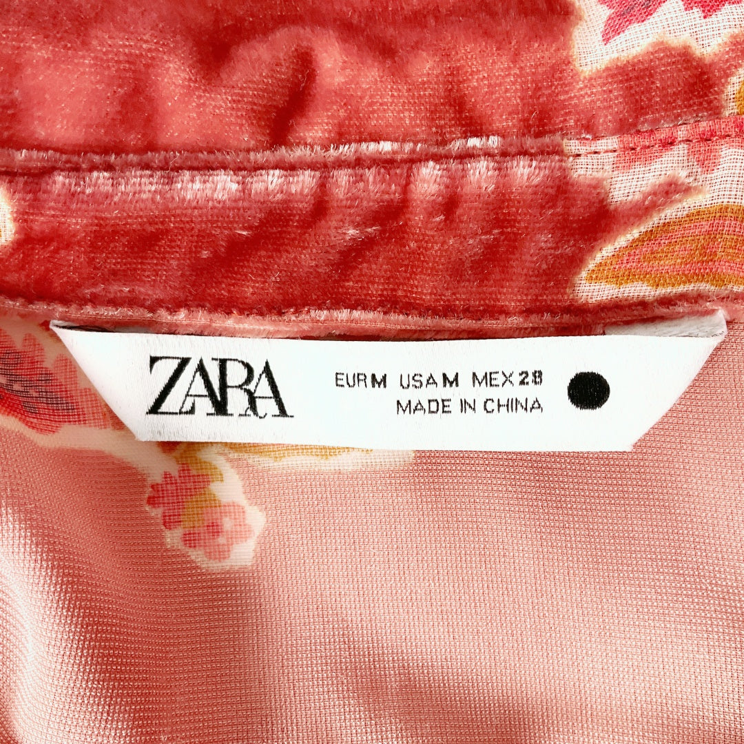 ZARA - Velvet Floral Blouse