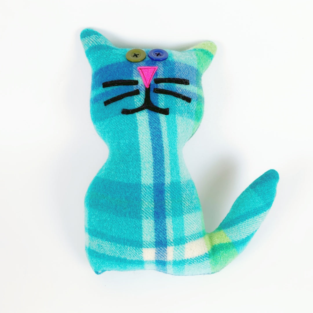 Artearoa – Blanket Cat – Teal Check