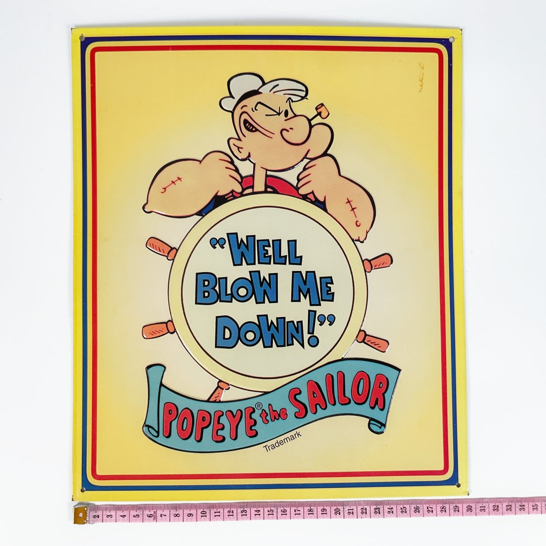 Popeye “Well Blow Me Down!” Nautical-Theme Metal Wall Poster