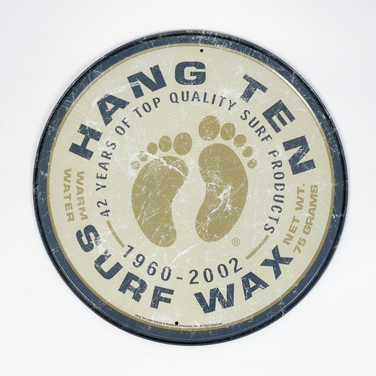 Hang Ten Surf Wax Circular Metal Sign