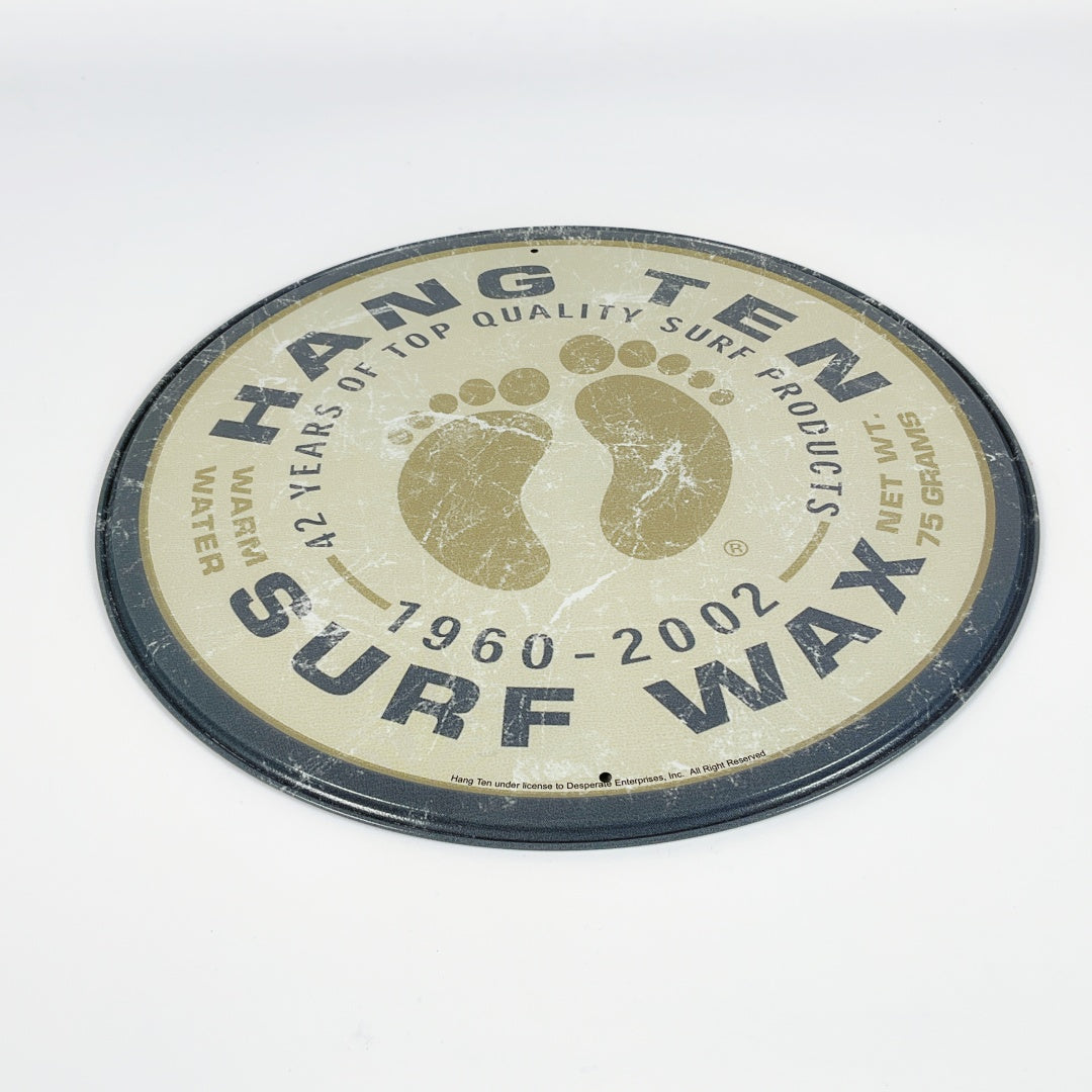 Hang Ten Surf Wax Circular Metal Sign