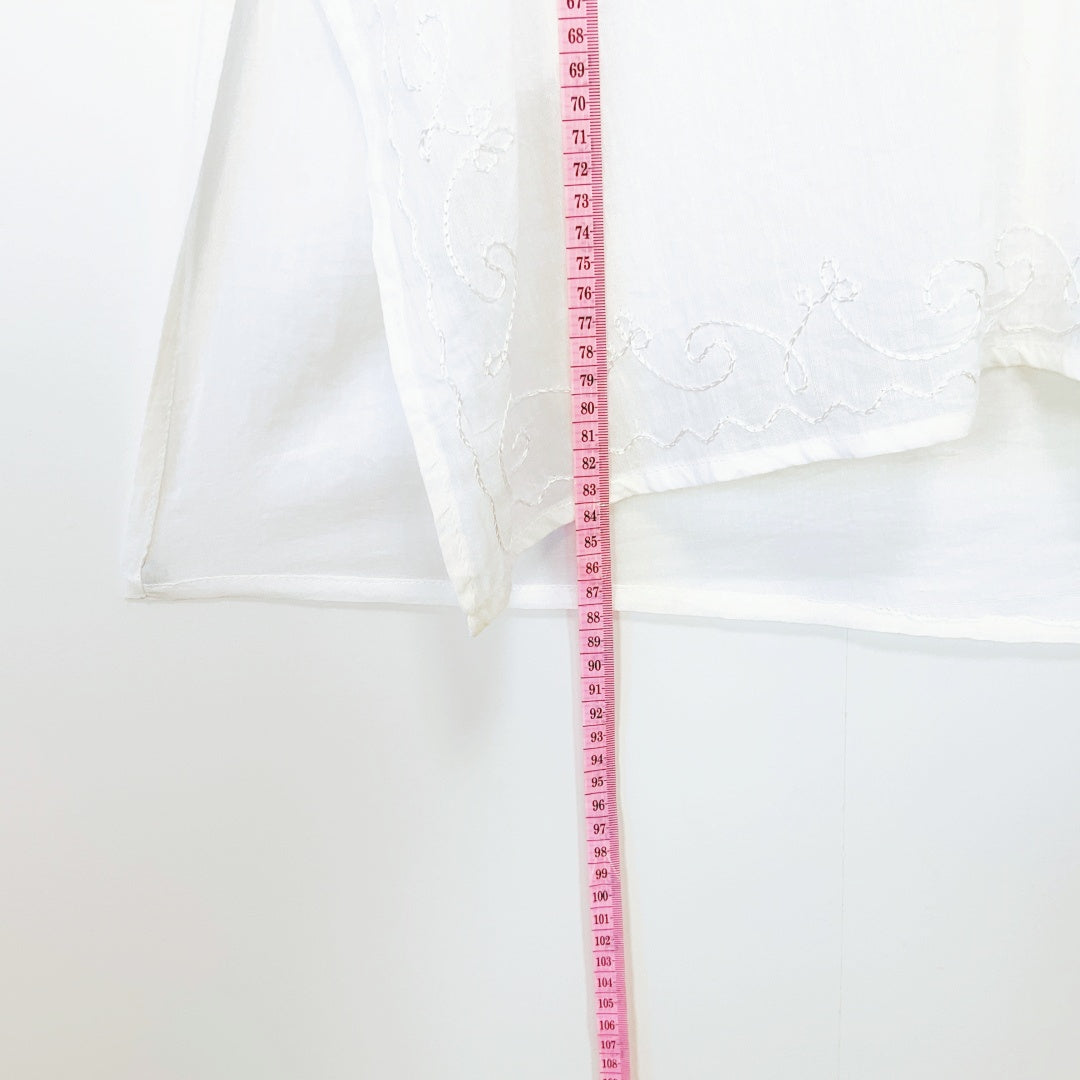 Pure White Cotton Tunic Top – Size M