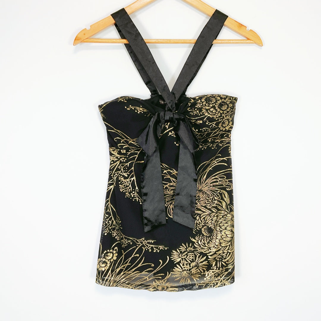 Pagani Black Mesh Ruffle Top – Size 8