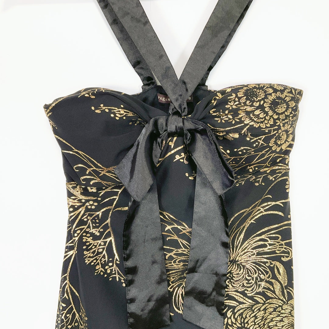 Pagani Black Mesh Ruffle Top – Size 8