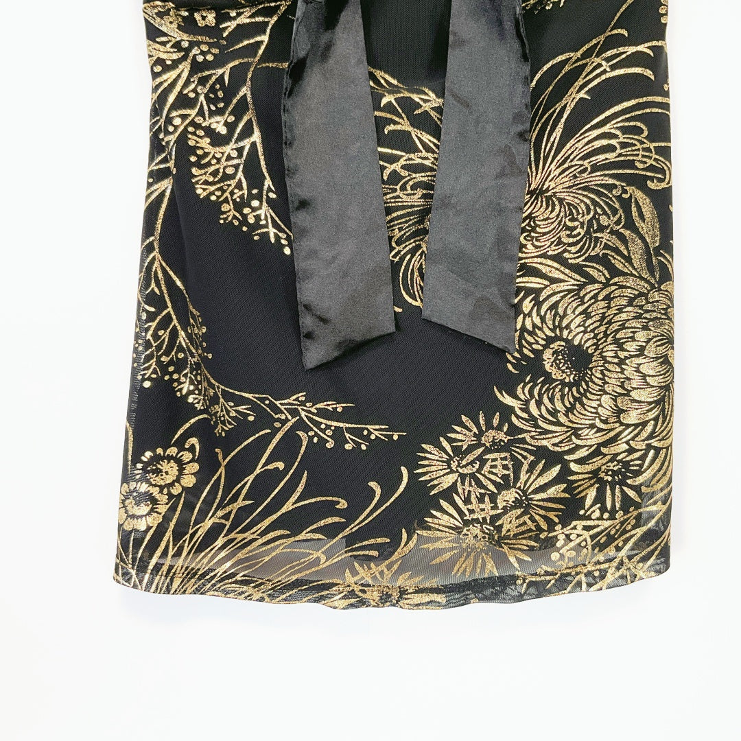 Pagani Black Mesh Ruffle Top – Size 8