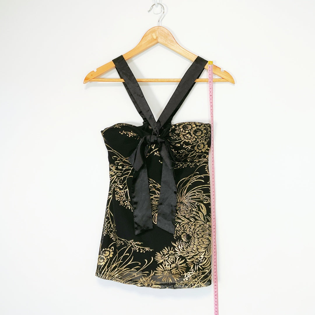 Pagani Black Mesh Ruffle Top – Size 8