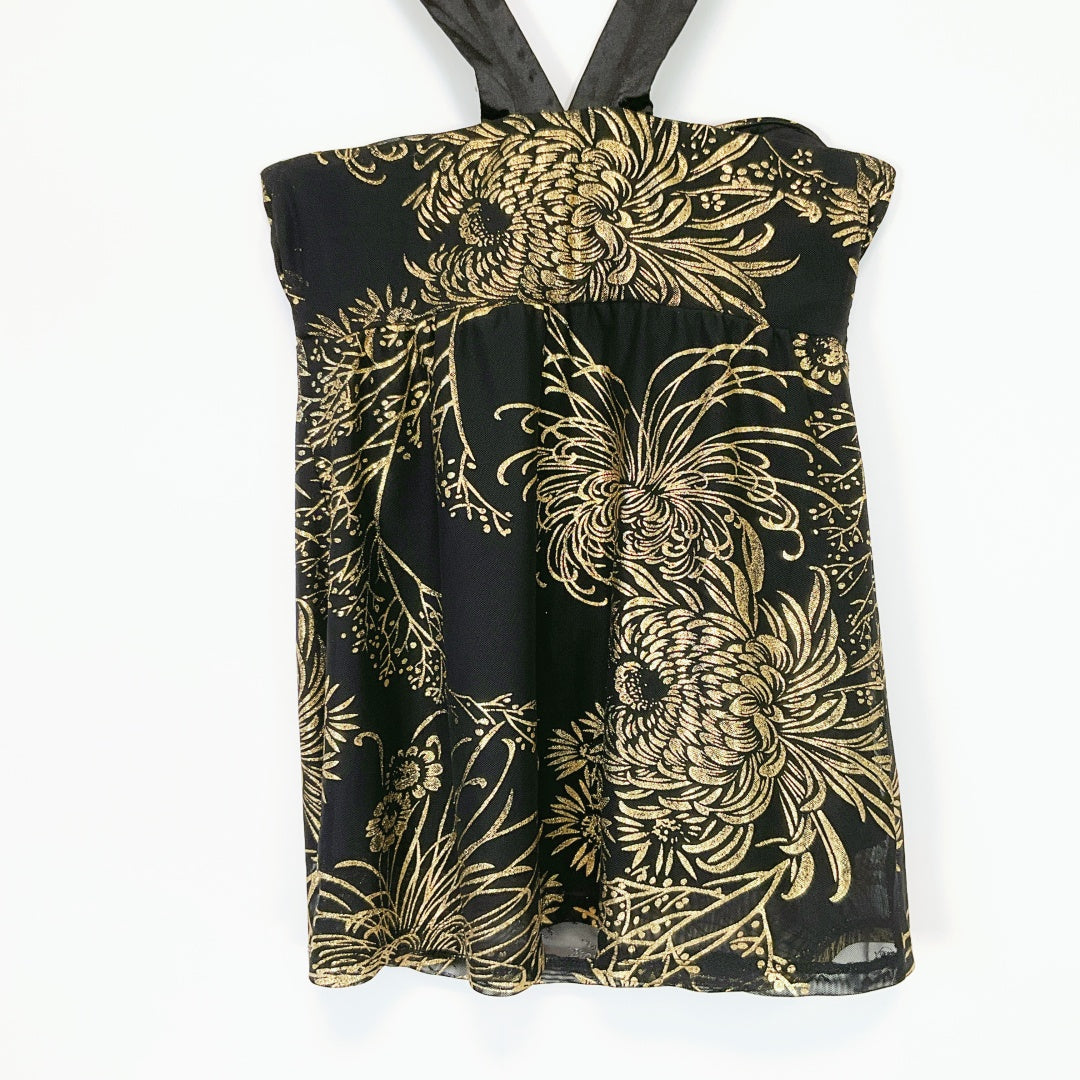 Pagani Black Mesh Ruffle Top – Size 8