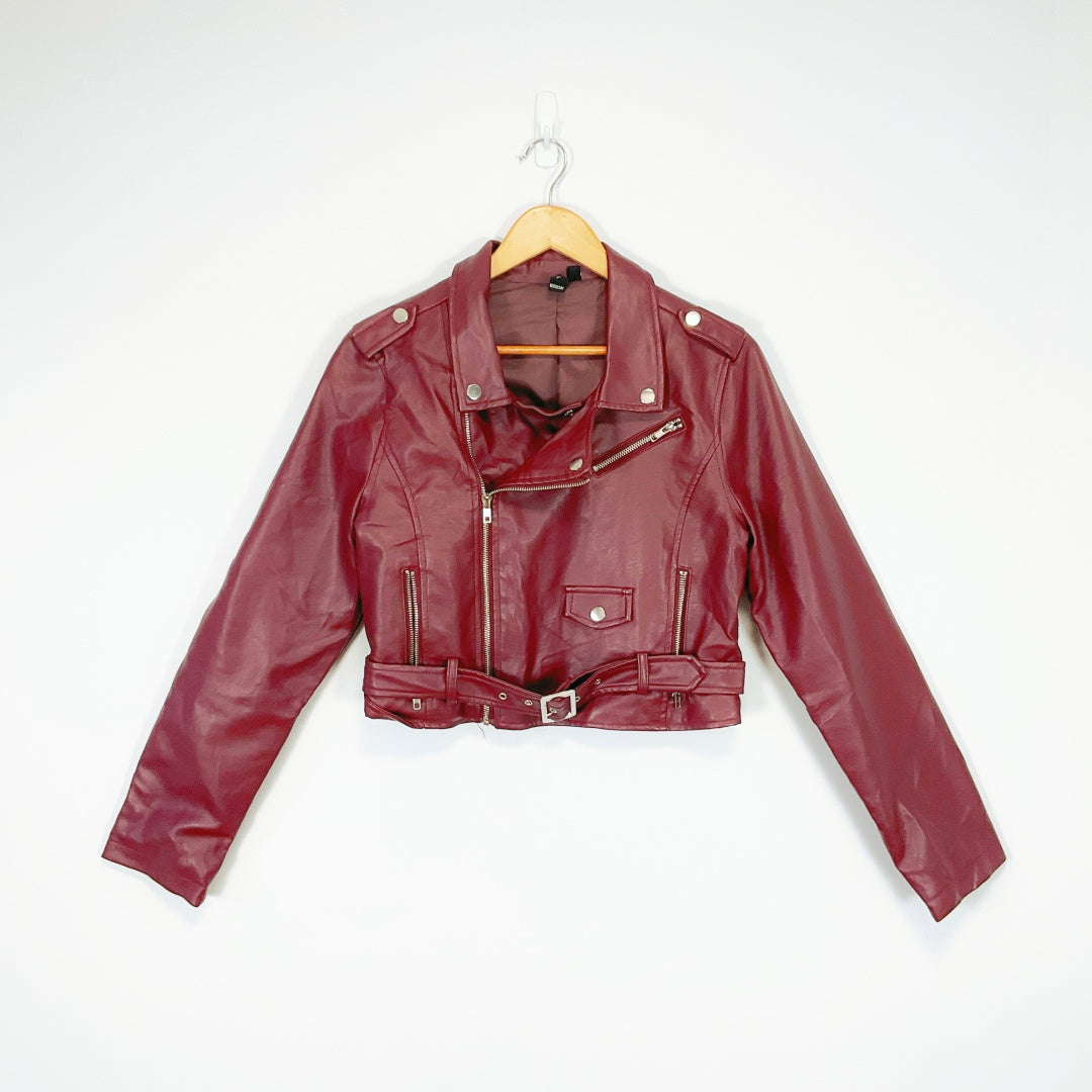 WINDSOR Cropped Faux Leather Jacket – Size L