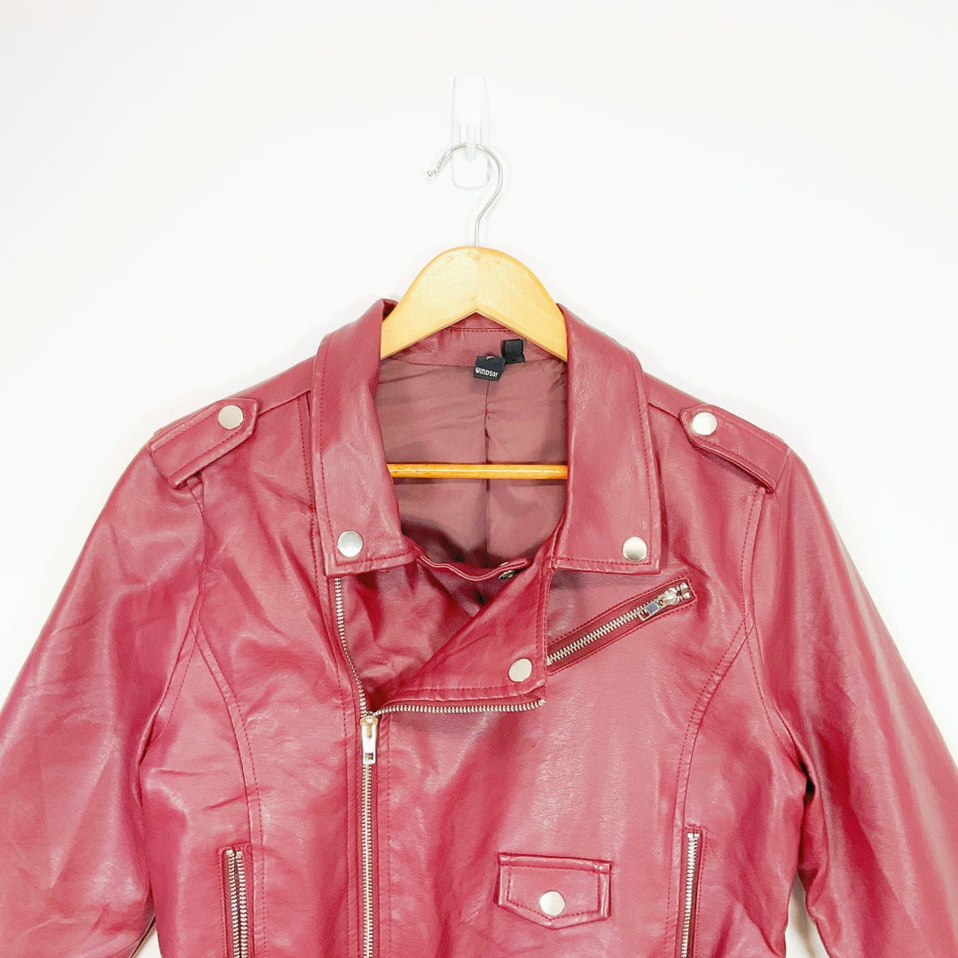 WINDSOR Cropped Faux Leather Jacket – Size L