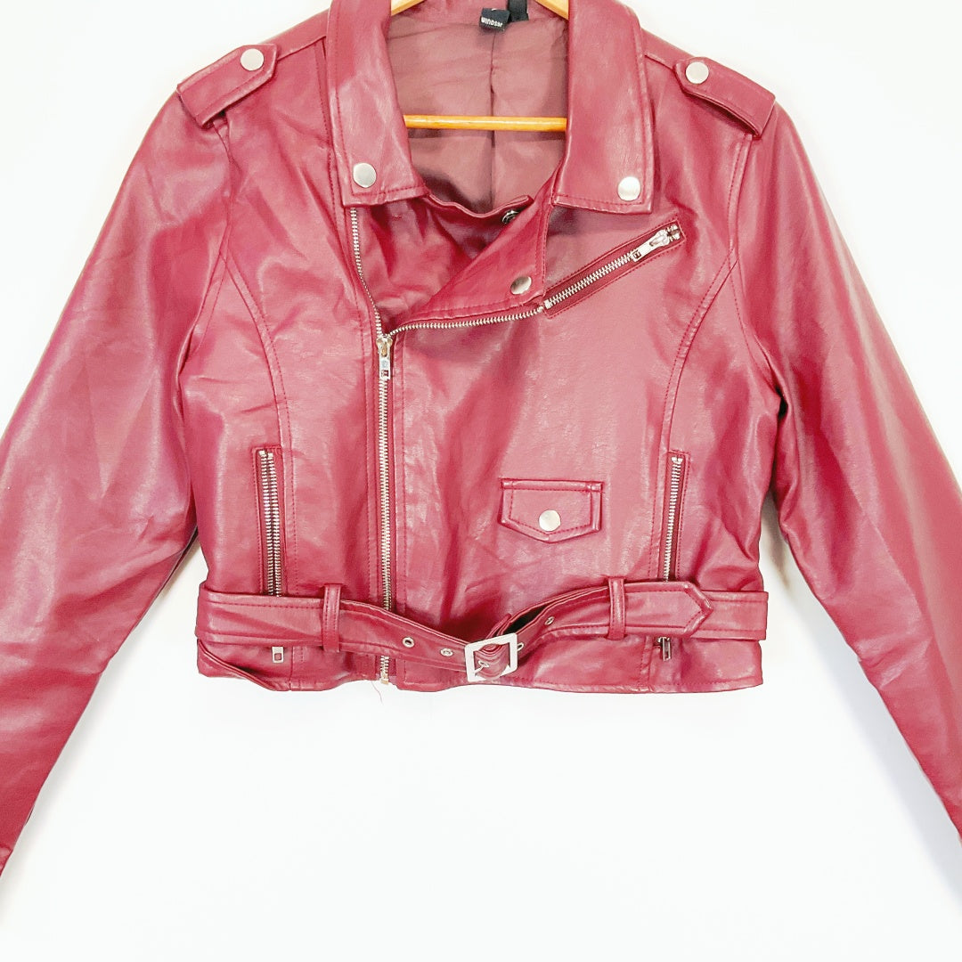 WINDSOR Cropped Faux Leather Jacket – Size L