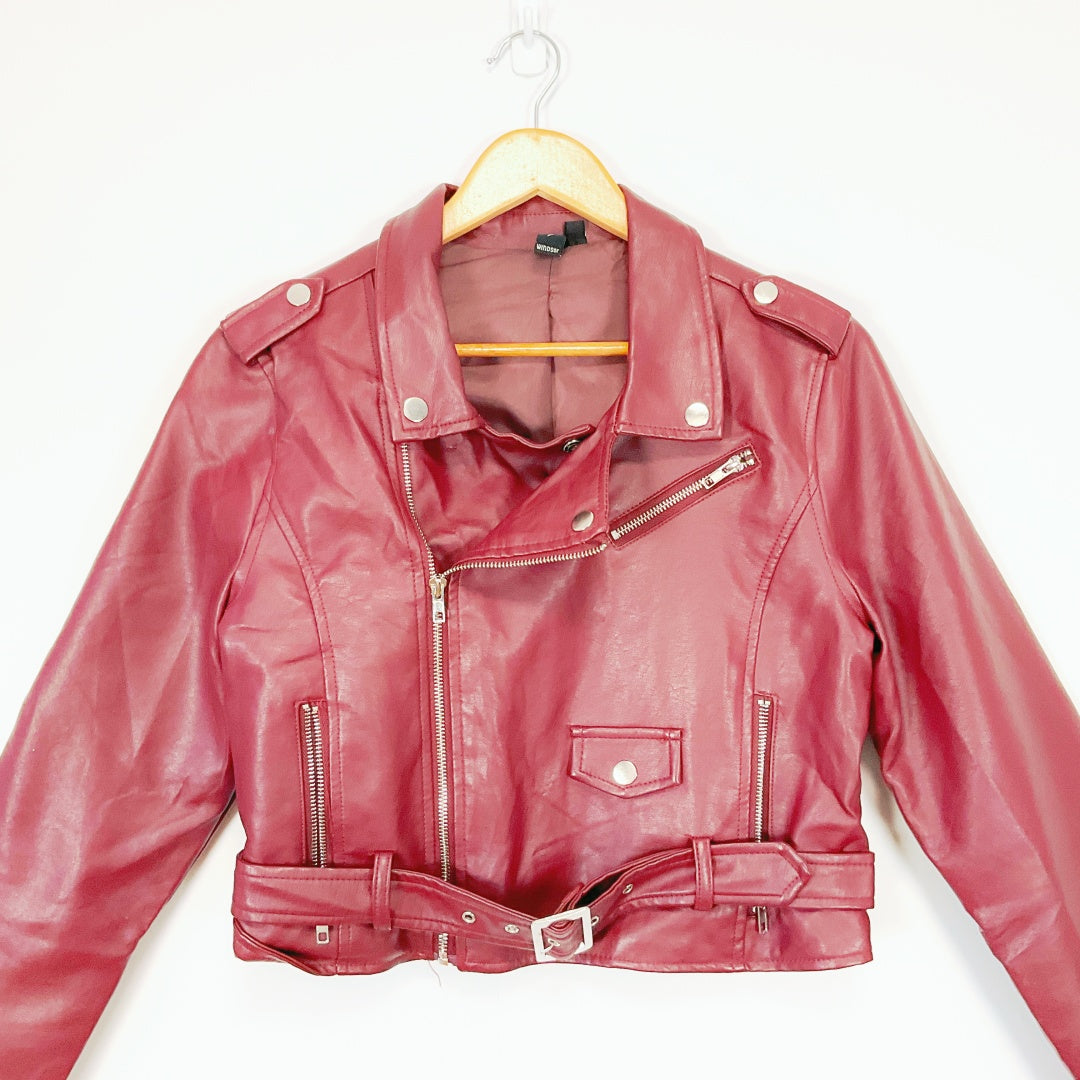 WINDSOR Cropped Faux Leather Jacket – Size L