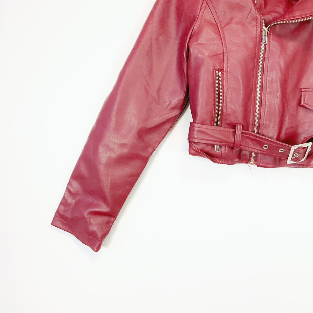 WINDSOR Cropped Faux Leather Jacket – Size L