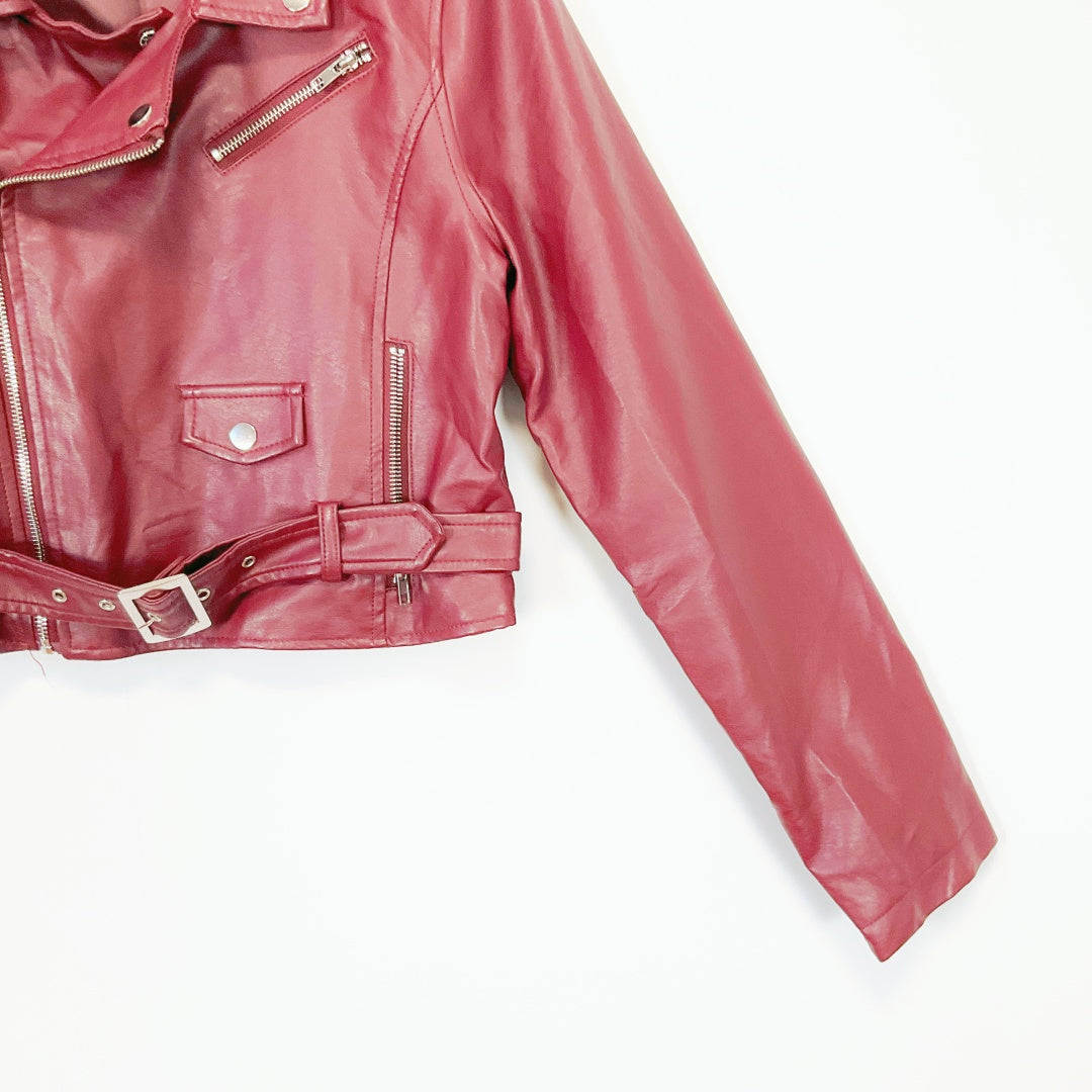 WINDSOR Cropped Faux Leather Jacket – Size L