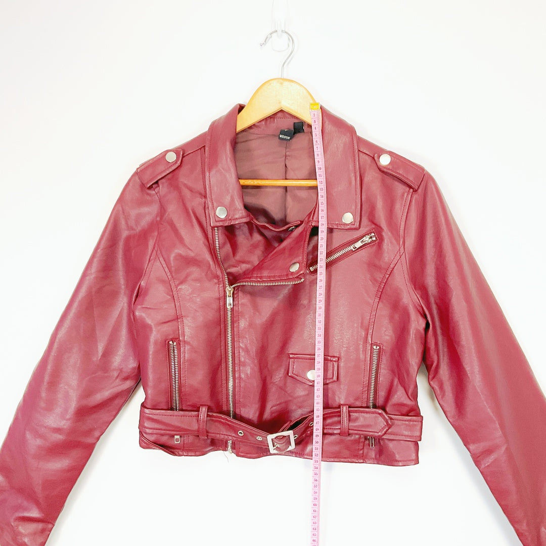 WINDSOR Cropped Faux Leather Jacket – Size L