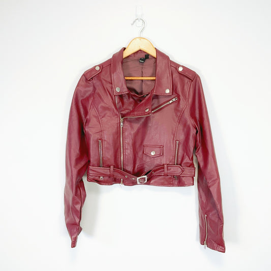 WINDSOR Cropped Faux Leather Jacket – Size L