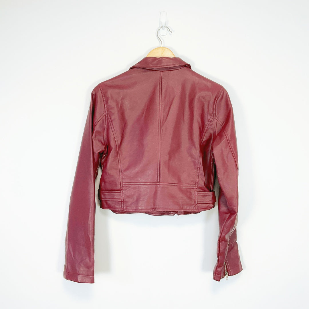 WINDSOR Cropped Faux Leather Jacket – Size L