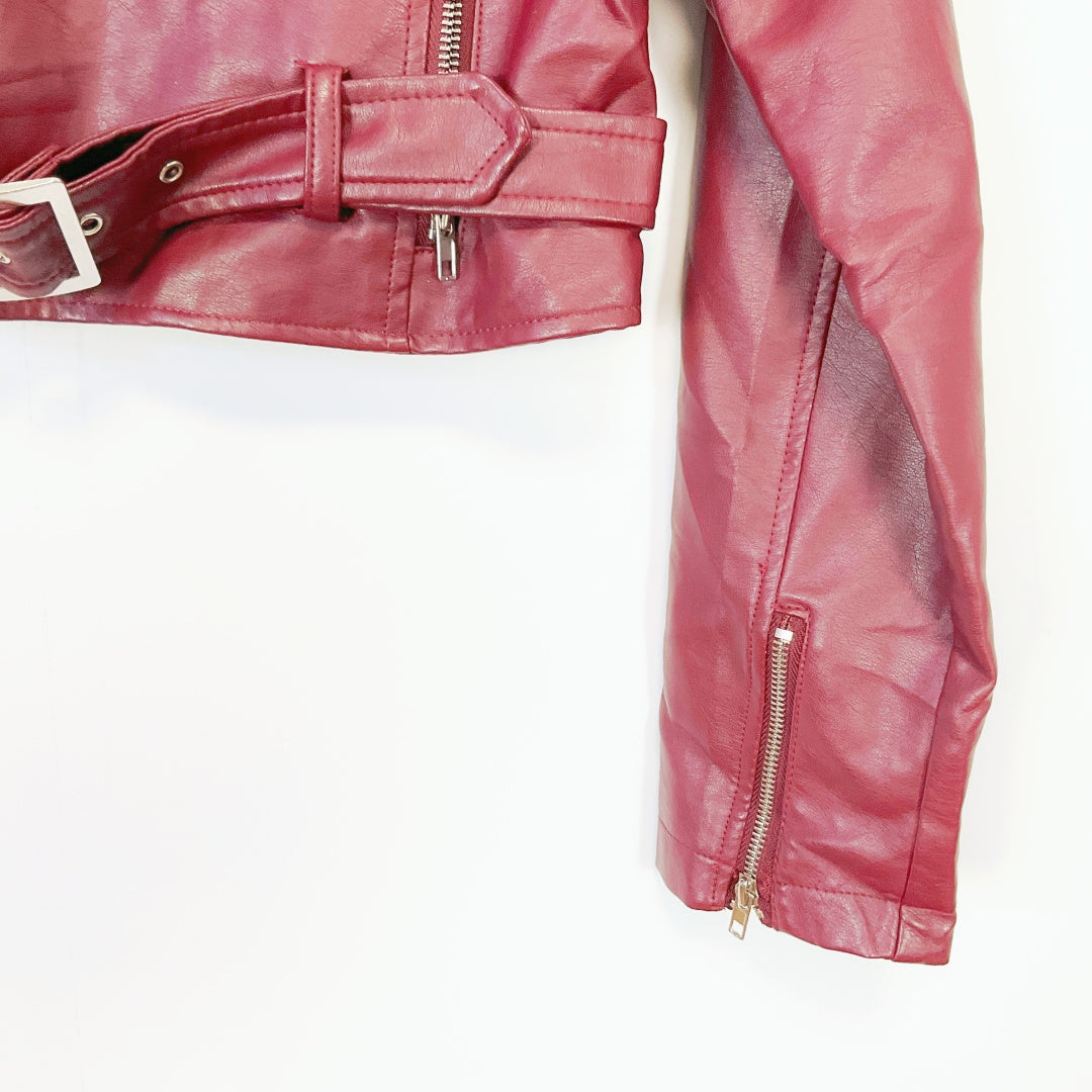 WINDSOR Cropped Faux Leather Jacket – Size L