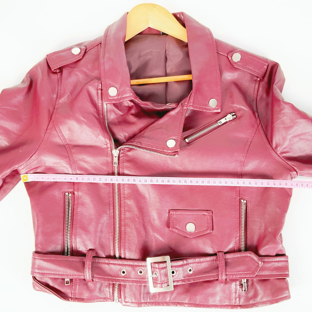 WINDSOR Cropped Faux Leather Jacket – Size L