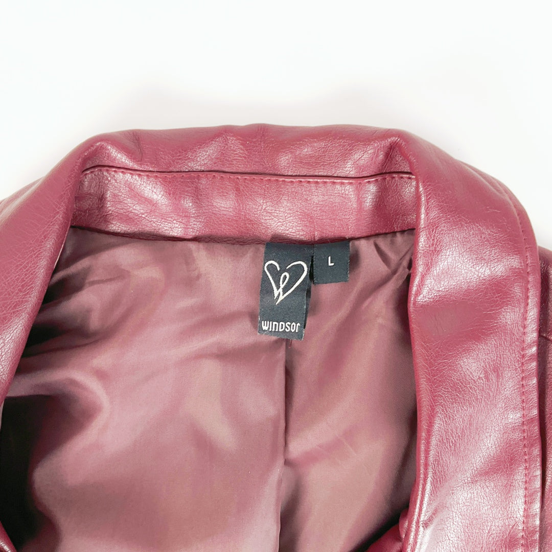 WINDSOR Cropped Faux Leather Jacket – Size L