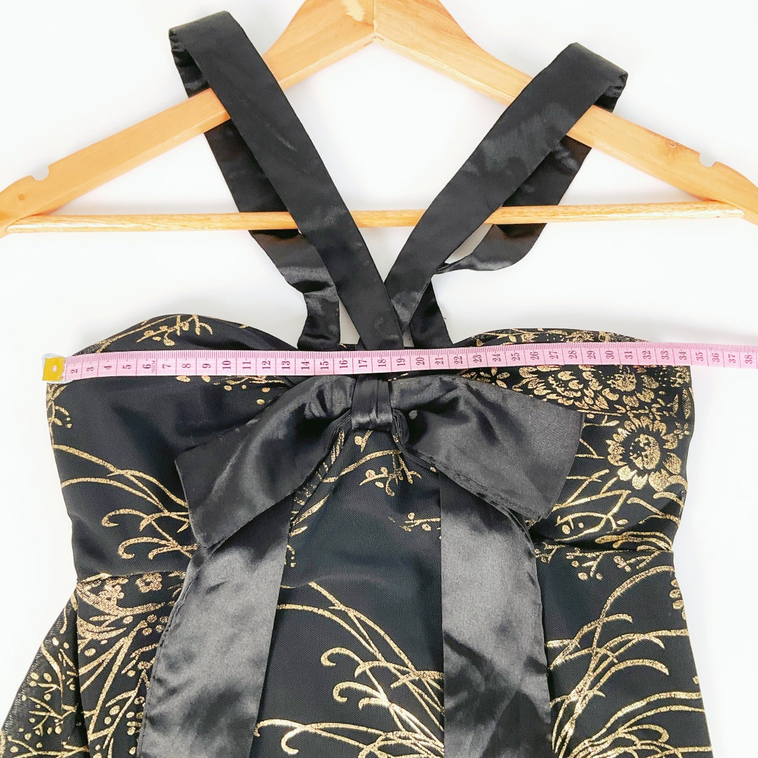 Pagani Black Mesh Ruffle Top – Size 8