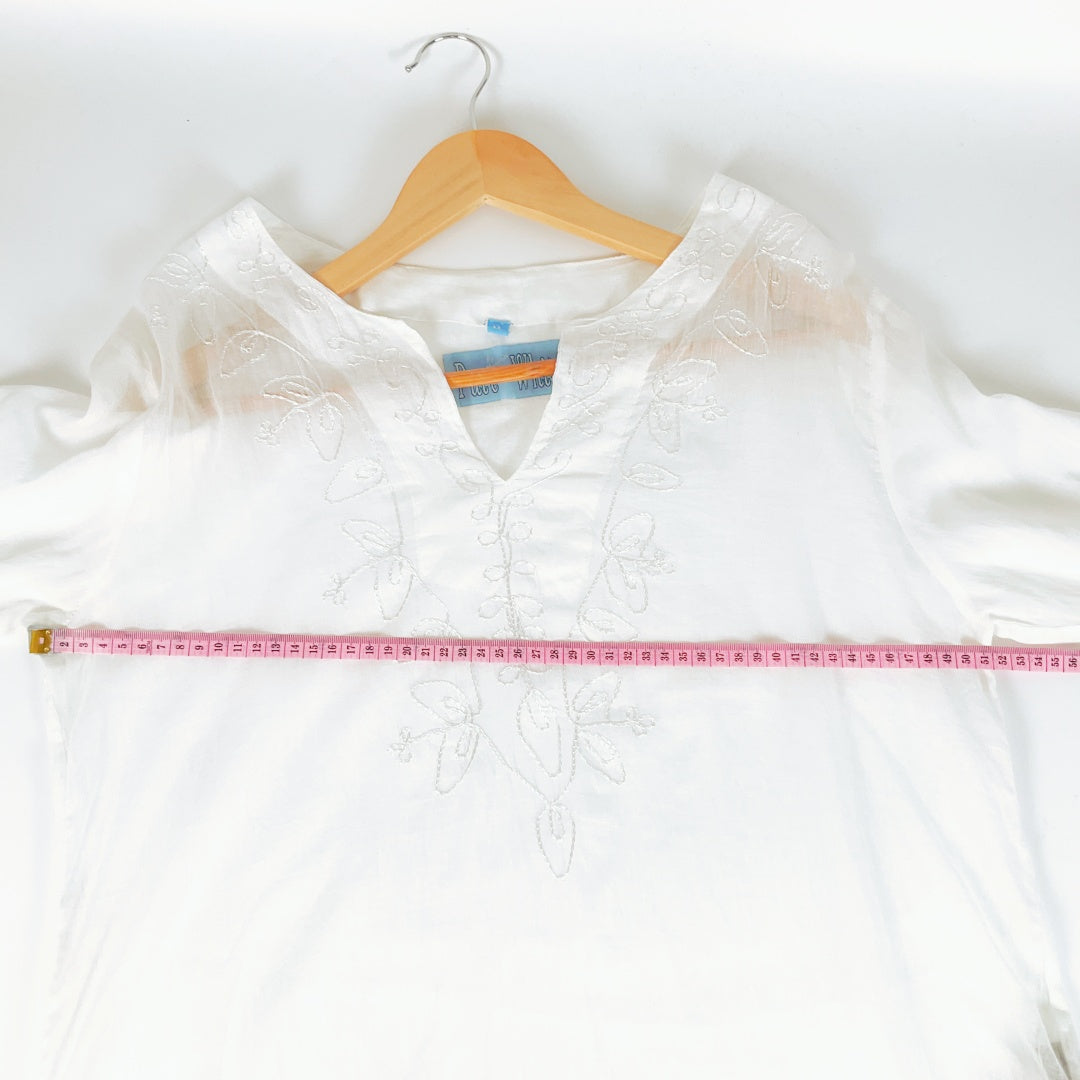 Pure White Cotton Tunic Top – Size M