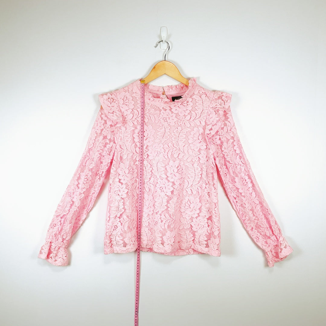 MIRROU - Women's Long Sleeve Floral Lace Top