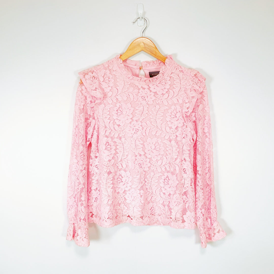 MIRROU - Women's Long Sleeve Floral Lace Top