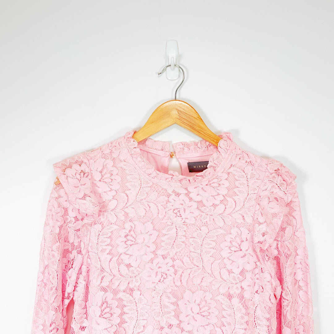 MIRROU - Women's Long Sleeve Floral Lace Top
