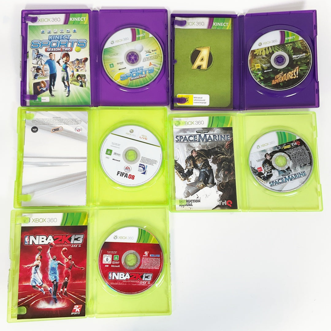 Xbox 360 250GB Bundle + Kinect + Loads of Games (5 Discs)