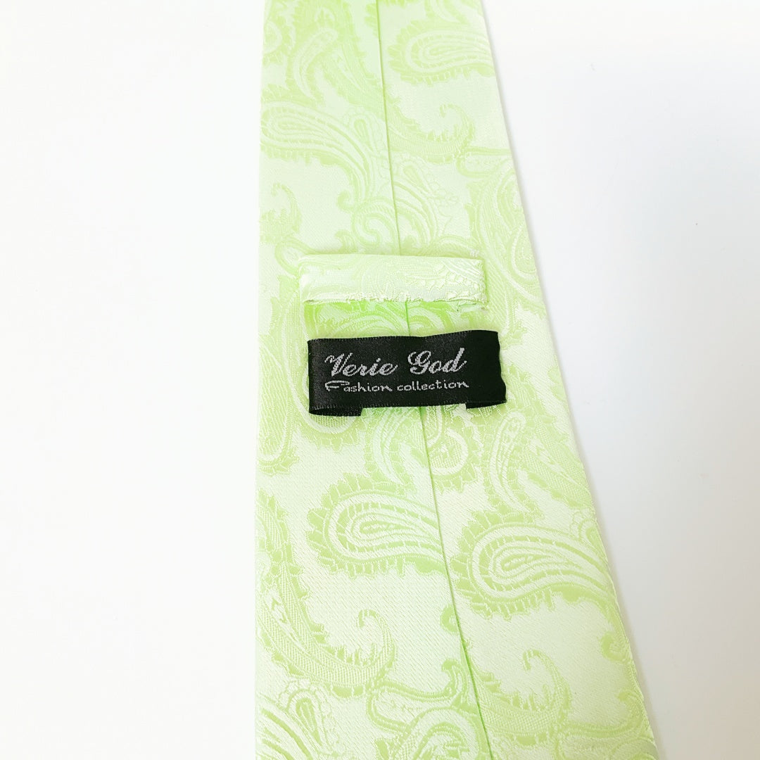 Verie God-Handmade Silk Tie (Classic Paisley Light Green)
