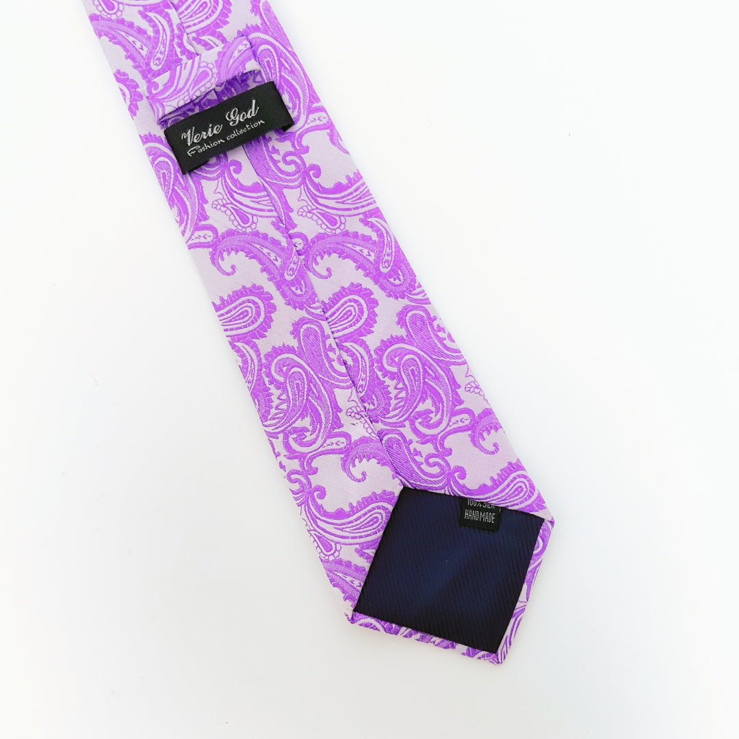 Verie God-Handmade Silk Tie (Classic Paisley Purple)