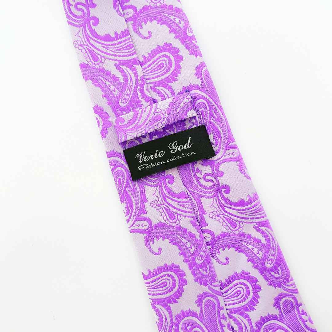 Verie God-Handmade Silk Tie (Classic Paisley Purple)