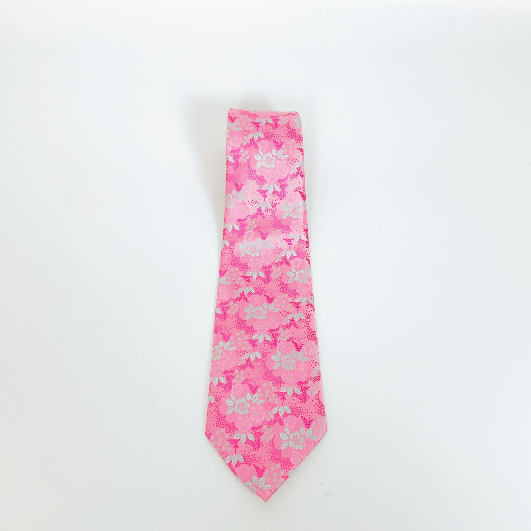 KAILONG-Handmade Silk Tie (Floral Pattern Pink)