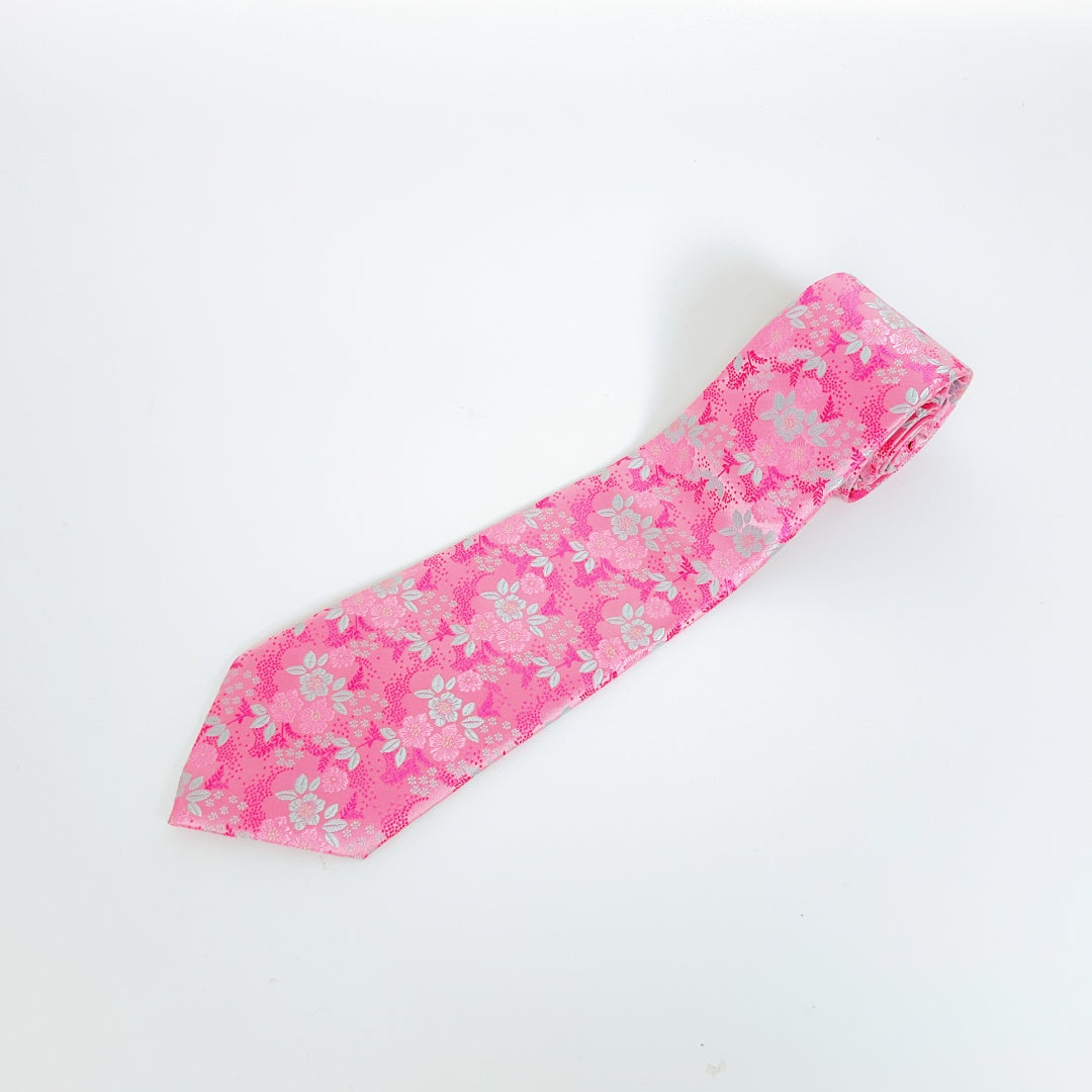 KAILONG-Handmade Silk Tie (Floral Pattern Pink)