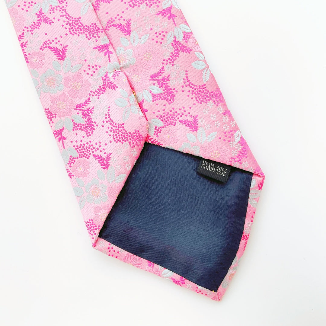 KAILONG-Handmade Silk Tie (Floral Pattern Pink)