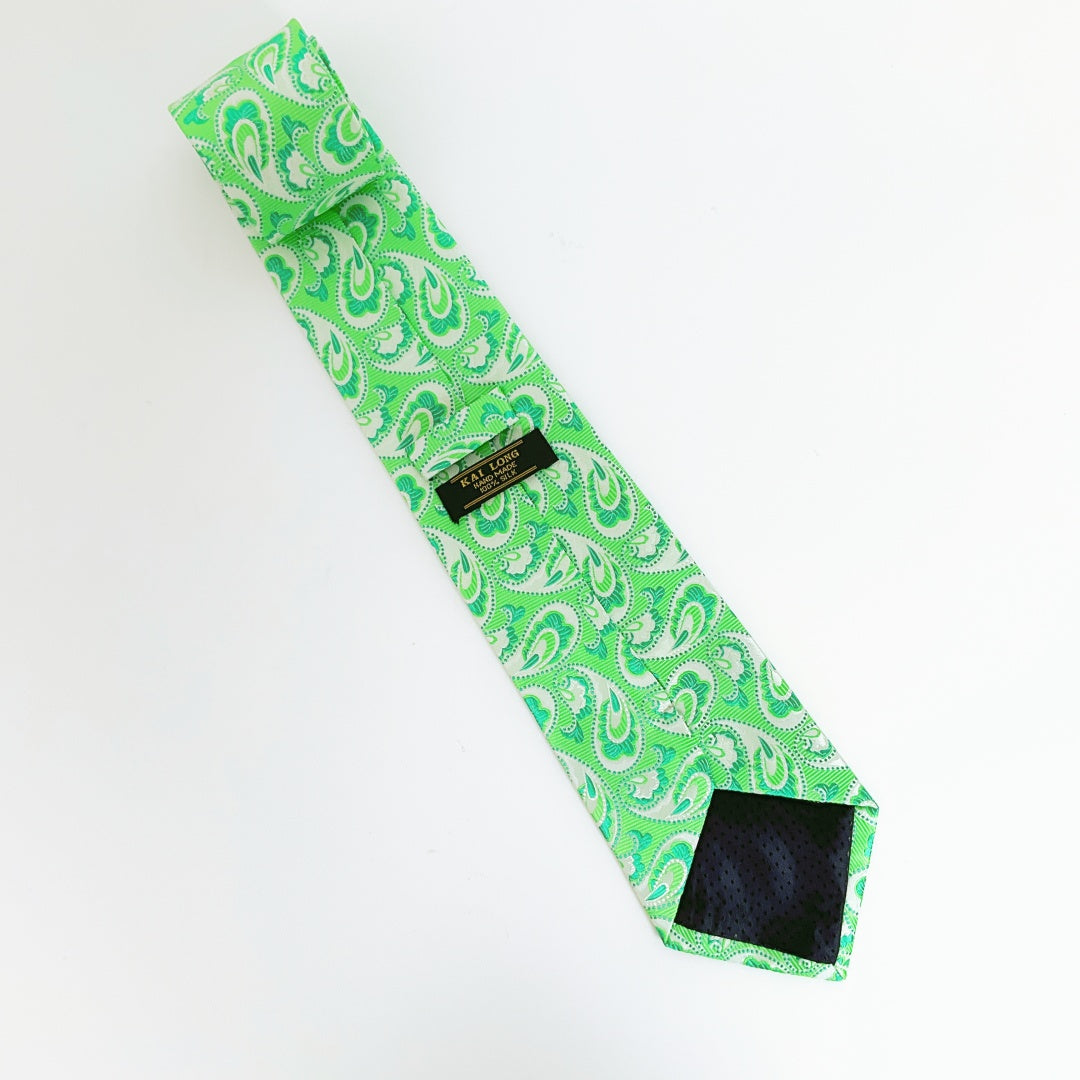KAILONG-Handmade Silk Tie (Classic Paisley Green)