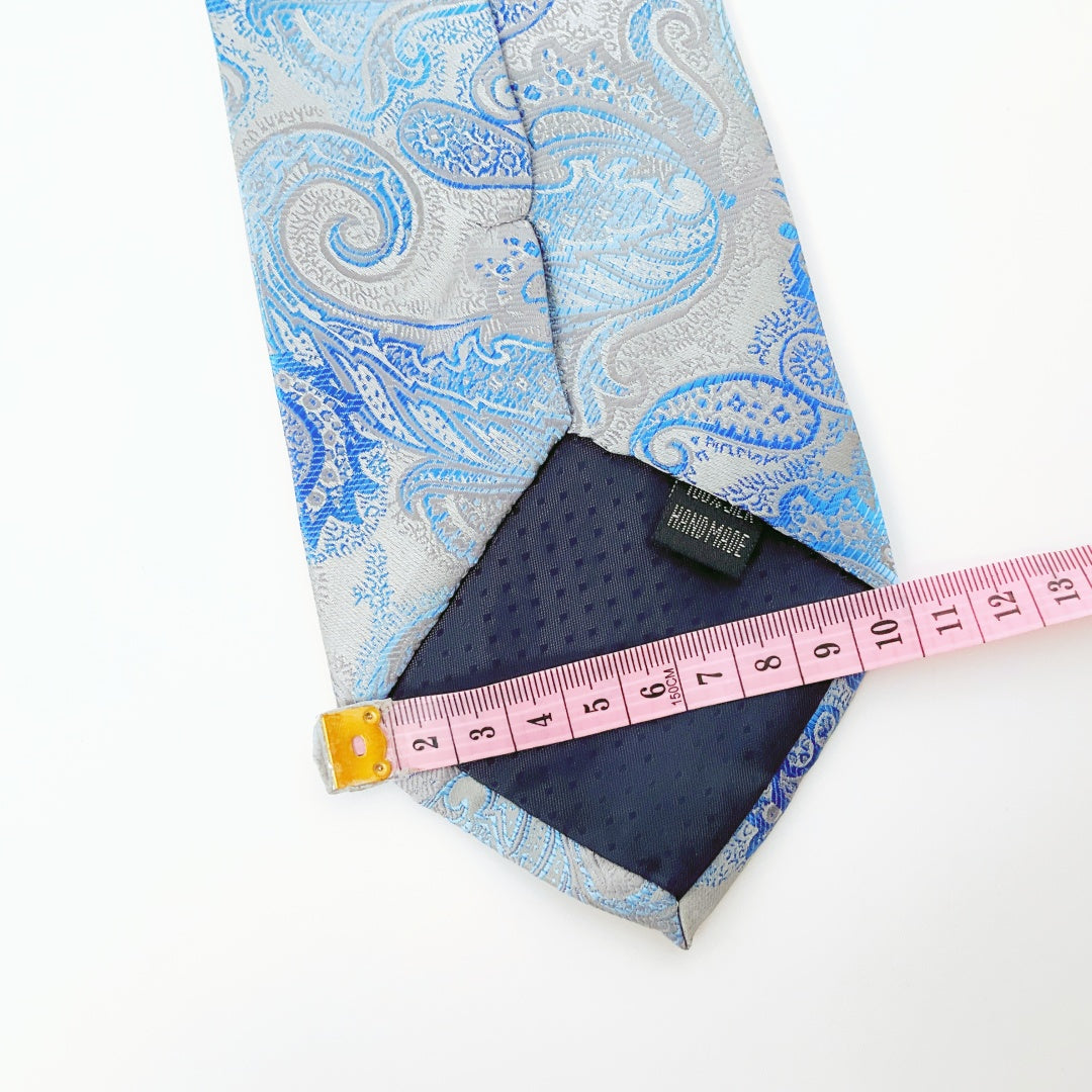 KAILONG-Handmade Silk Tie (Classic Paisley Blue&Grey)