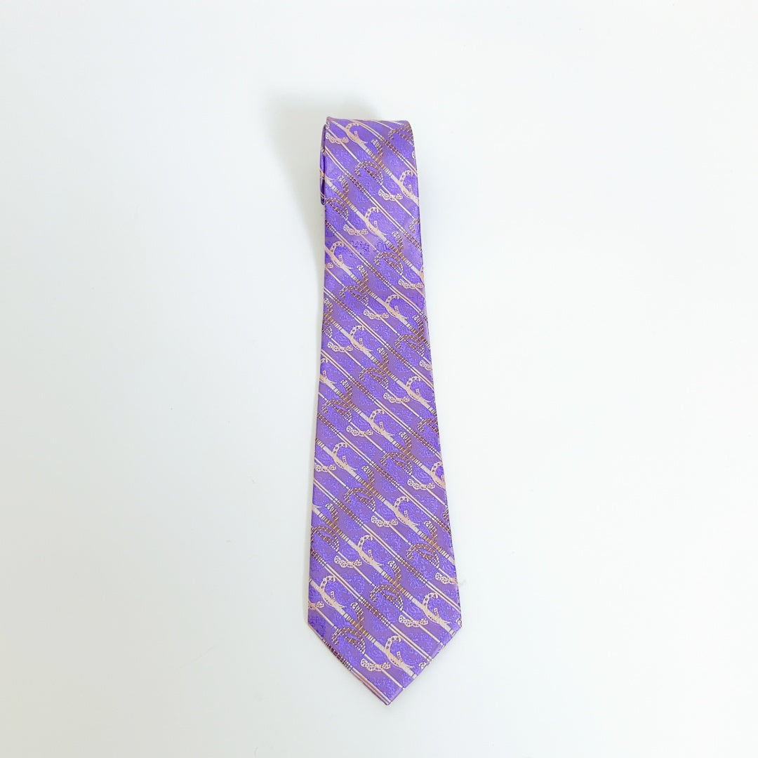 KAILONG-Handmade Silk Tie (Abstract Stripe Purple)