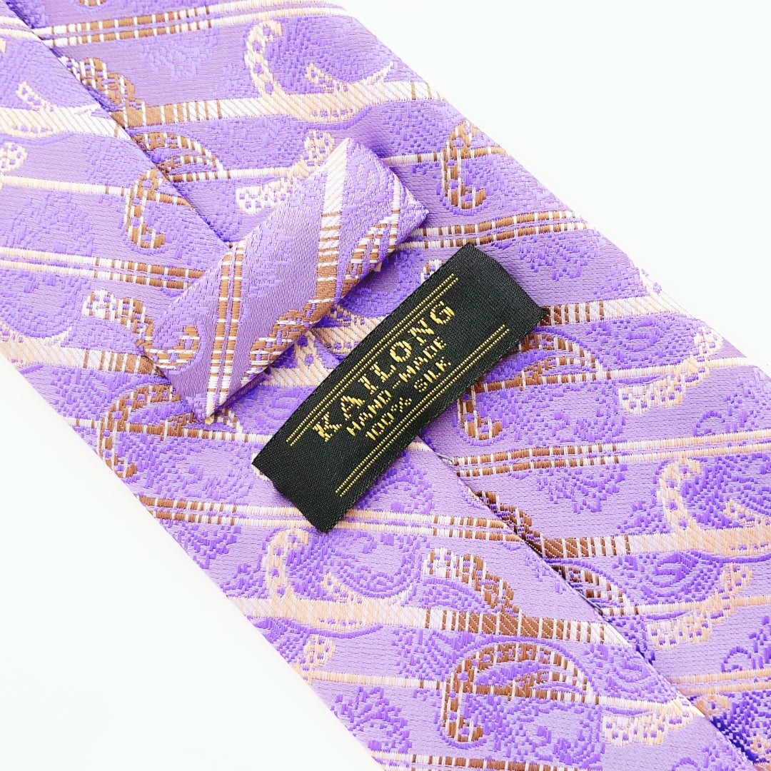 KAILONG-Handmade Silk Tie (Abstract Stripe Purple)