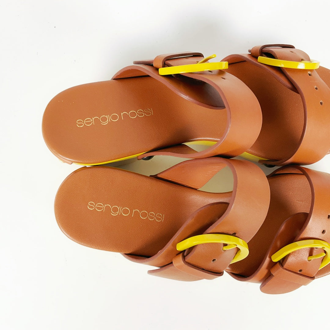 Sergio Rossi - Yellow Open Toe Clogs