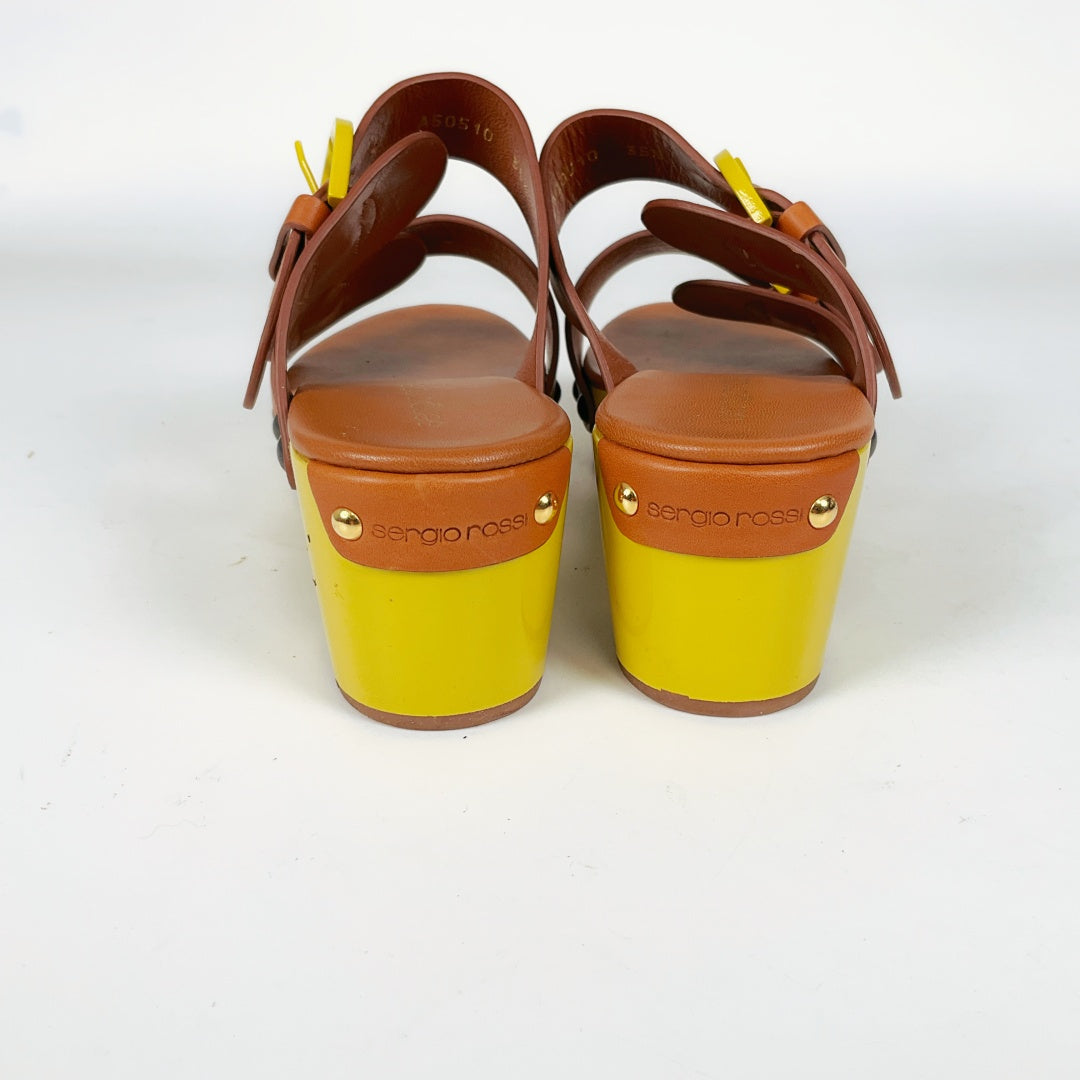 Sergio Rossi - Yellow Open Toe Clogs