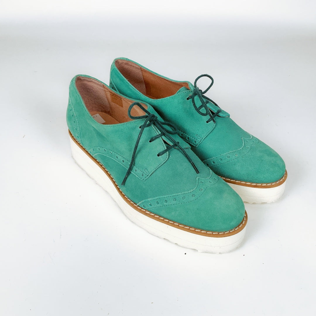 Mi Piaci - Teal Derby Shoes