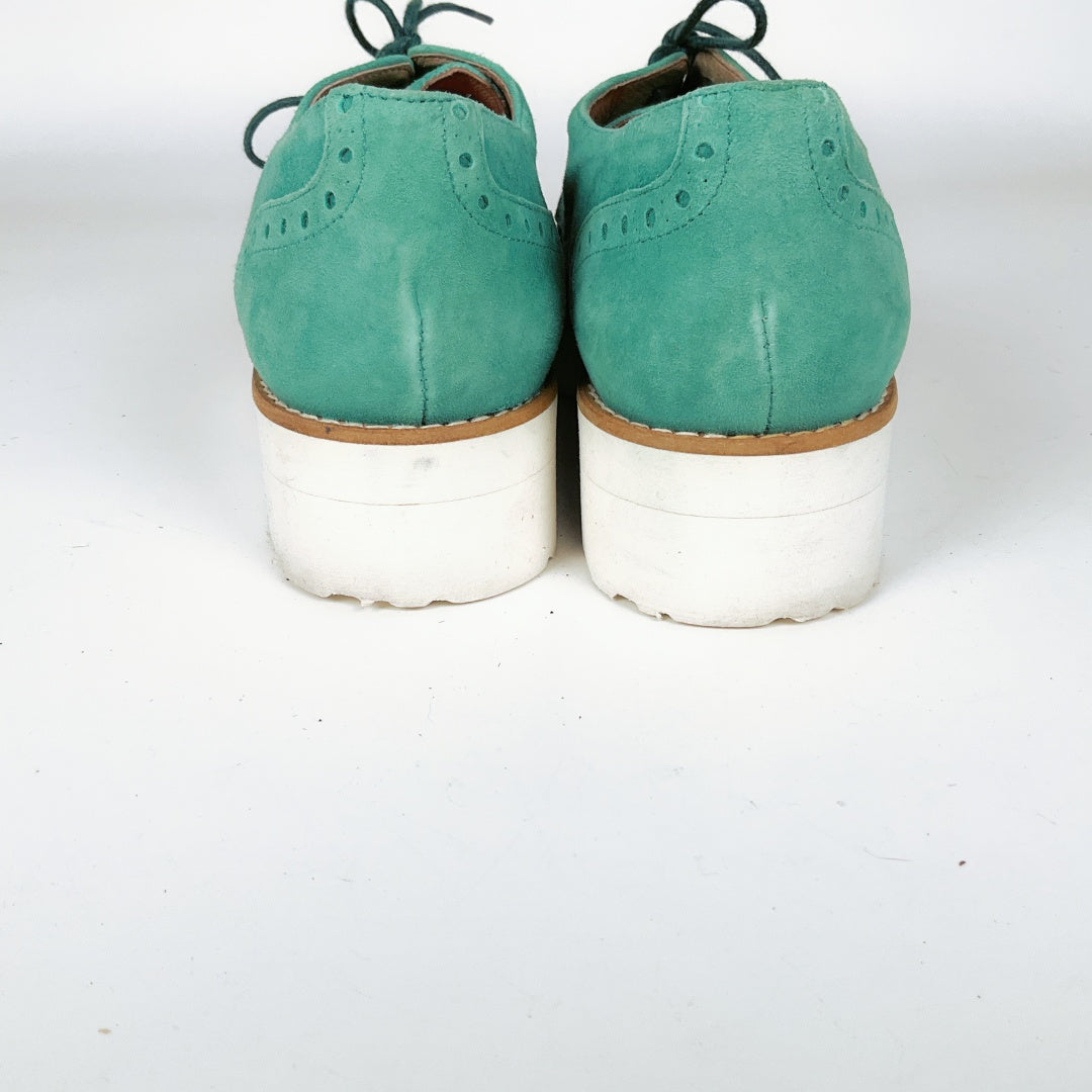 Mi Piaci - Teal Derby Shoes