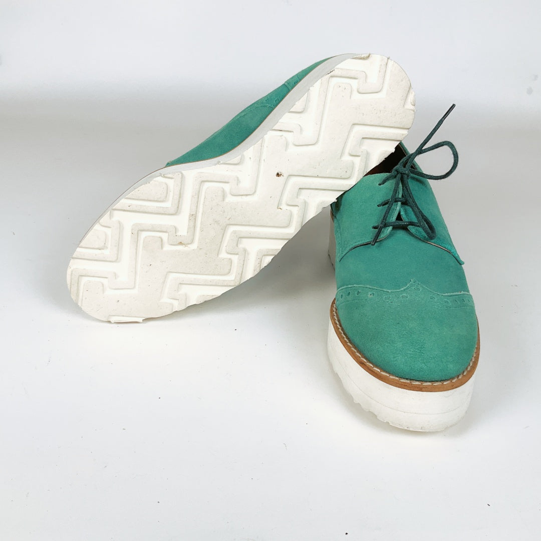Mi Piaci - Teal Derby Shoes