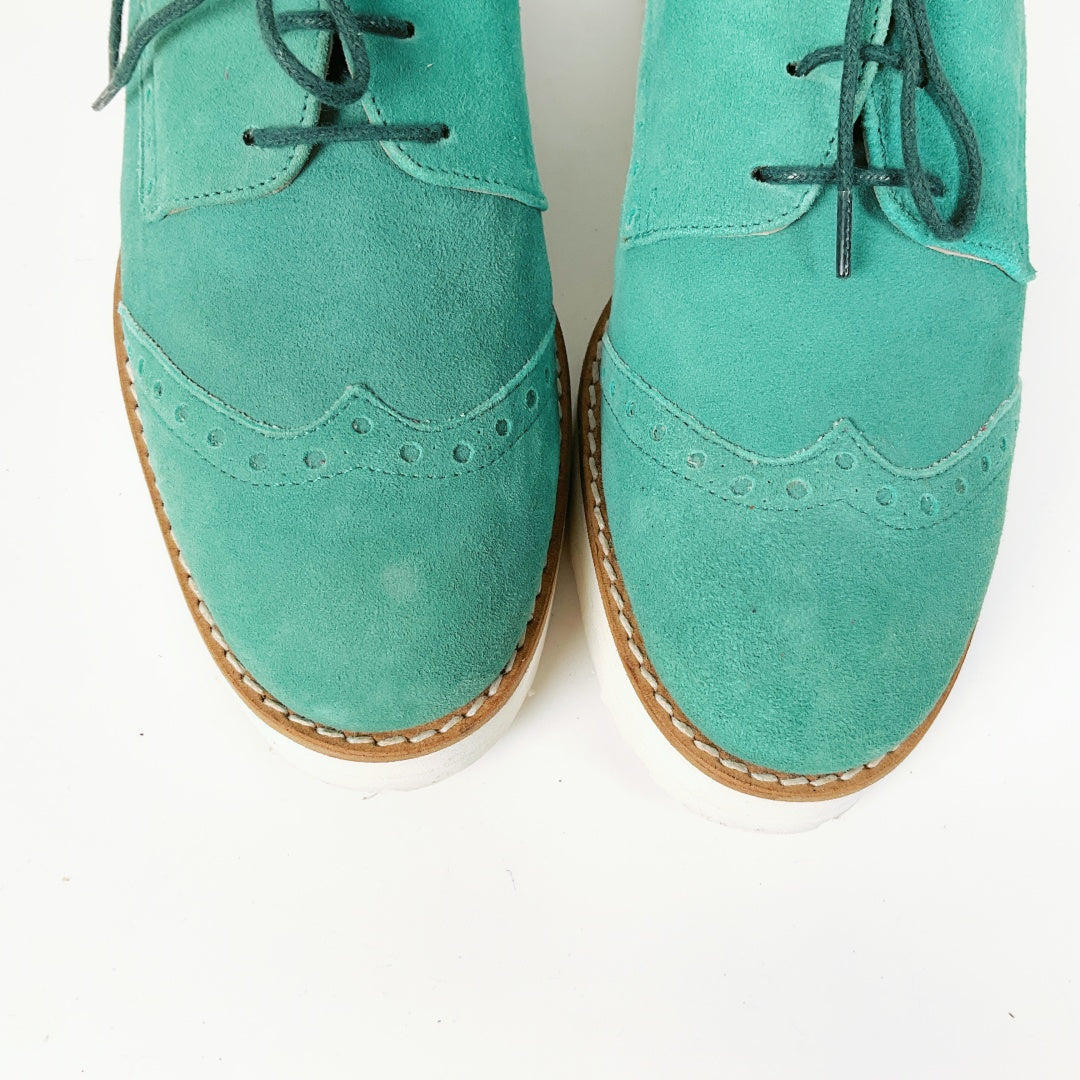 Mi Piaci - Teal Derby Shoes
